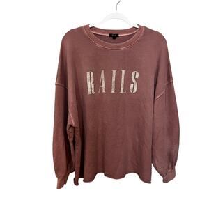 Rails Sweatshirt Large Pink Crewneck Pullover Logo Spellout Women's